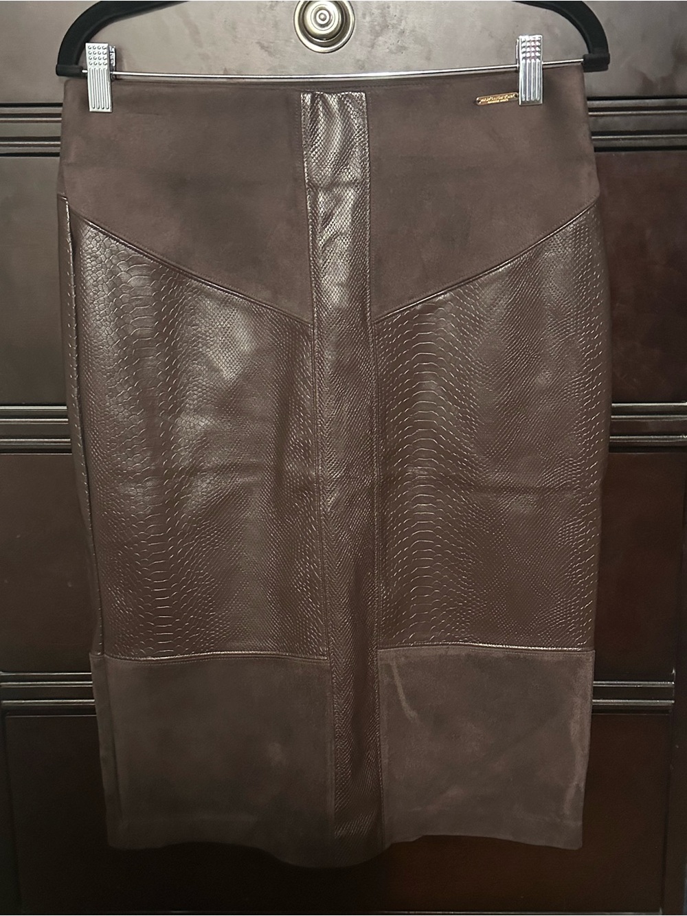 Marc New York Dark Brown Faux-Leather Skirt